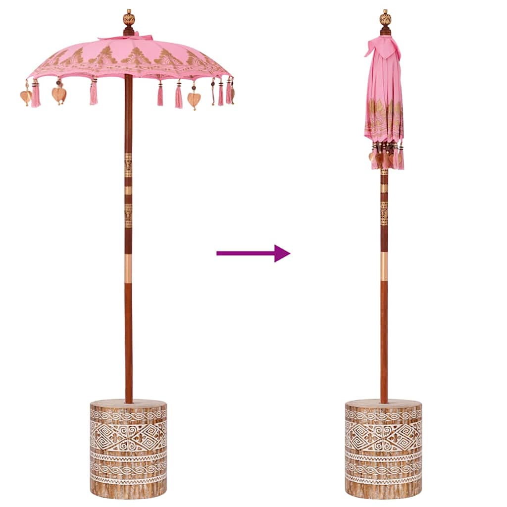 Sonnenschirm mit Fuß Rosa 95 x 95 x 260 cm Baumwolle und Holz