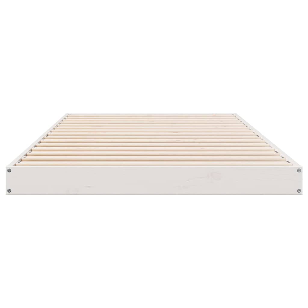 Bodenbettgestell Weiß 80 x 210 cm Massives Kiefernholz