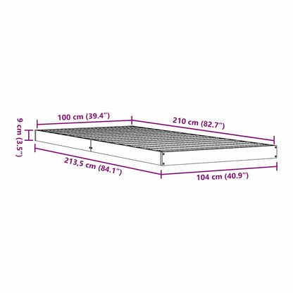 Bodenbettgestell Weiß 100 x 210 cm Massives Kiefernholz