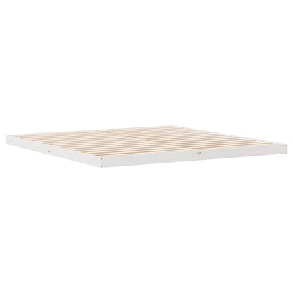 Bodenbettgestell Weiß 213,5 x 184 x 9 cm Massives Kiefernholz