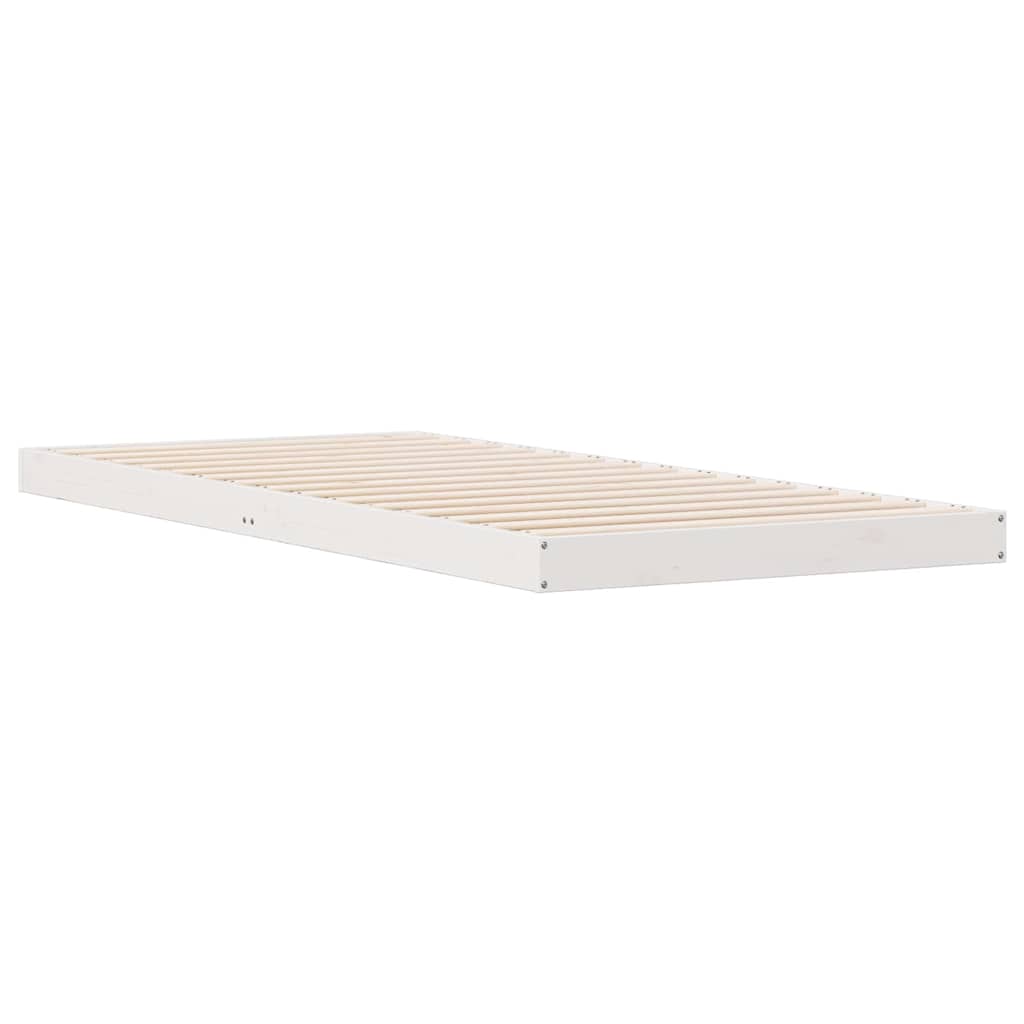 Bodenbettgestell Weiß 80 x 220 cm Massives Kiefernholz