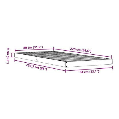 Bodenbettgestell Weiß 80 x 220 cm Massives Kiefernholz