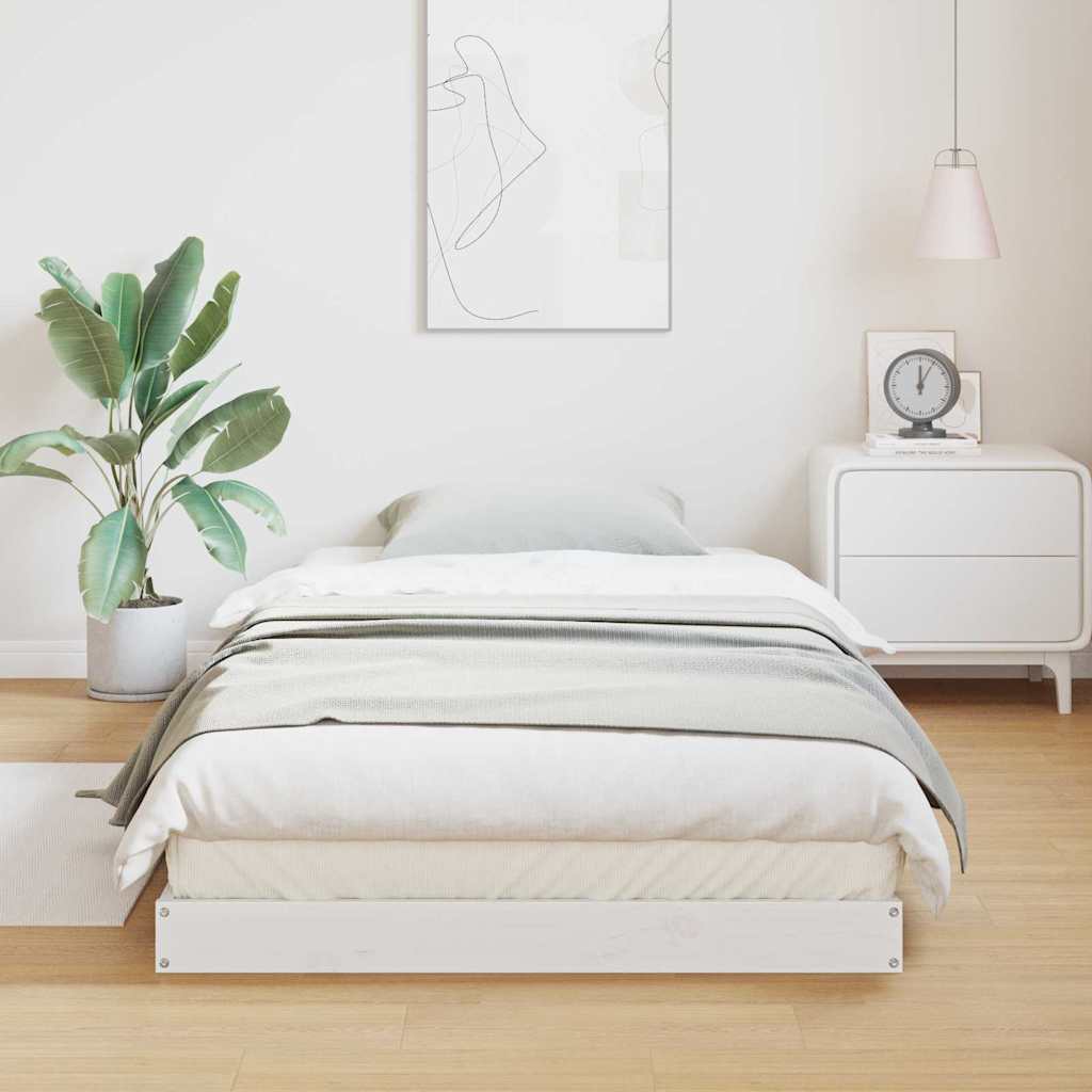 Bodenbettgestell Weiß 90 x 220 cm Massives Kiefernholz