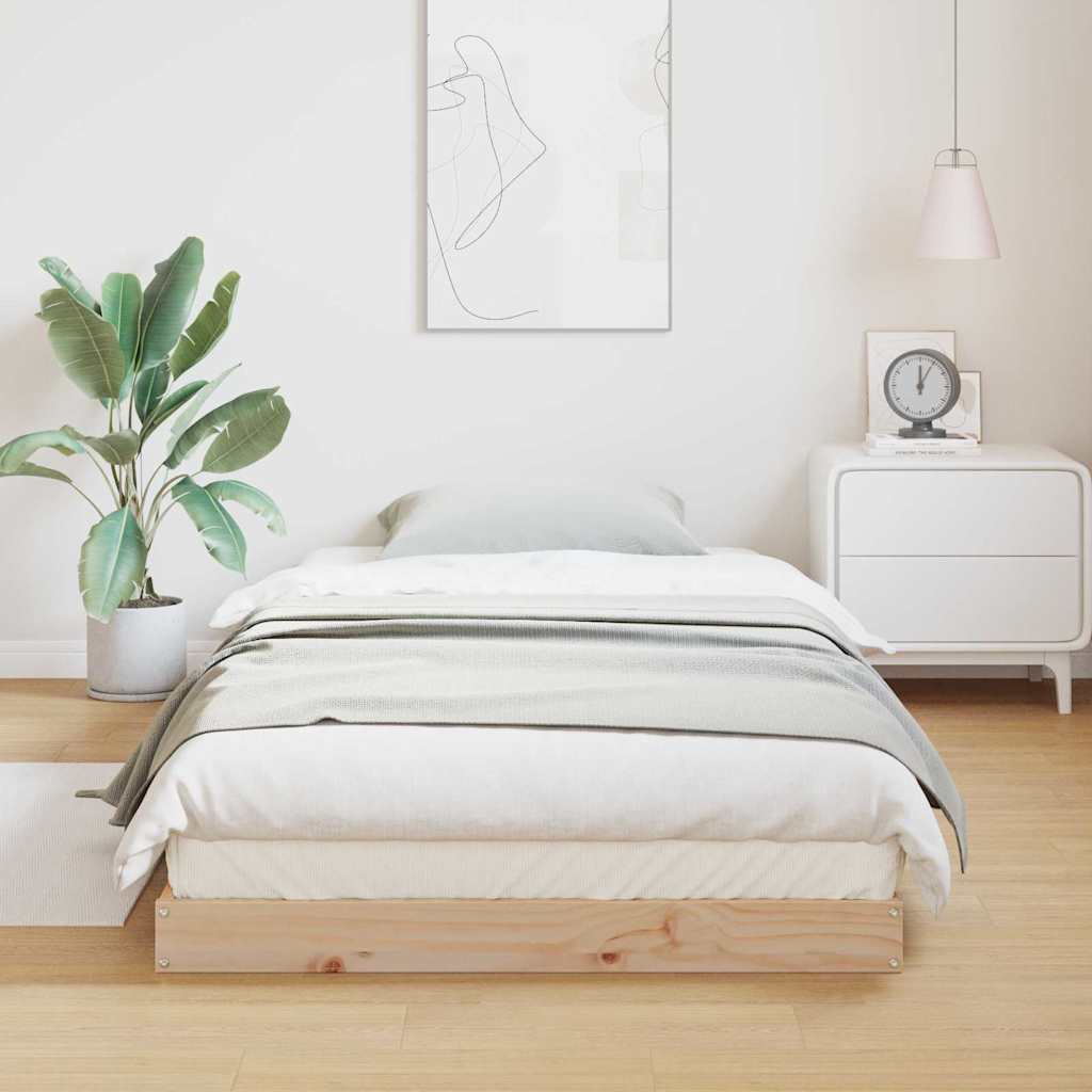 Bodenbettgestell Natur 100 x 220 cm Massives Kiefernholz