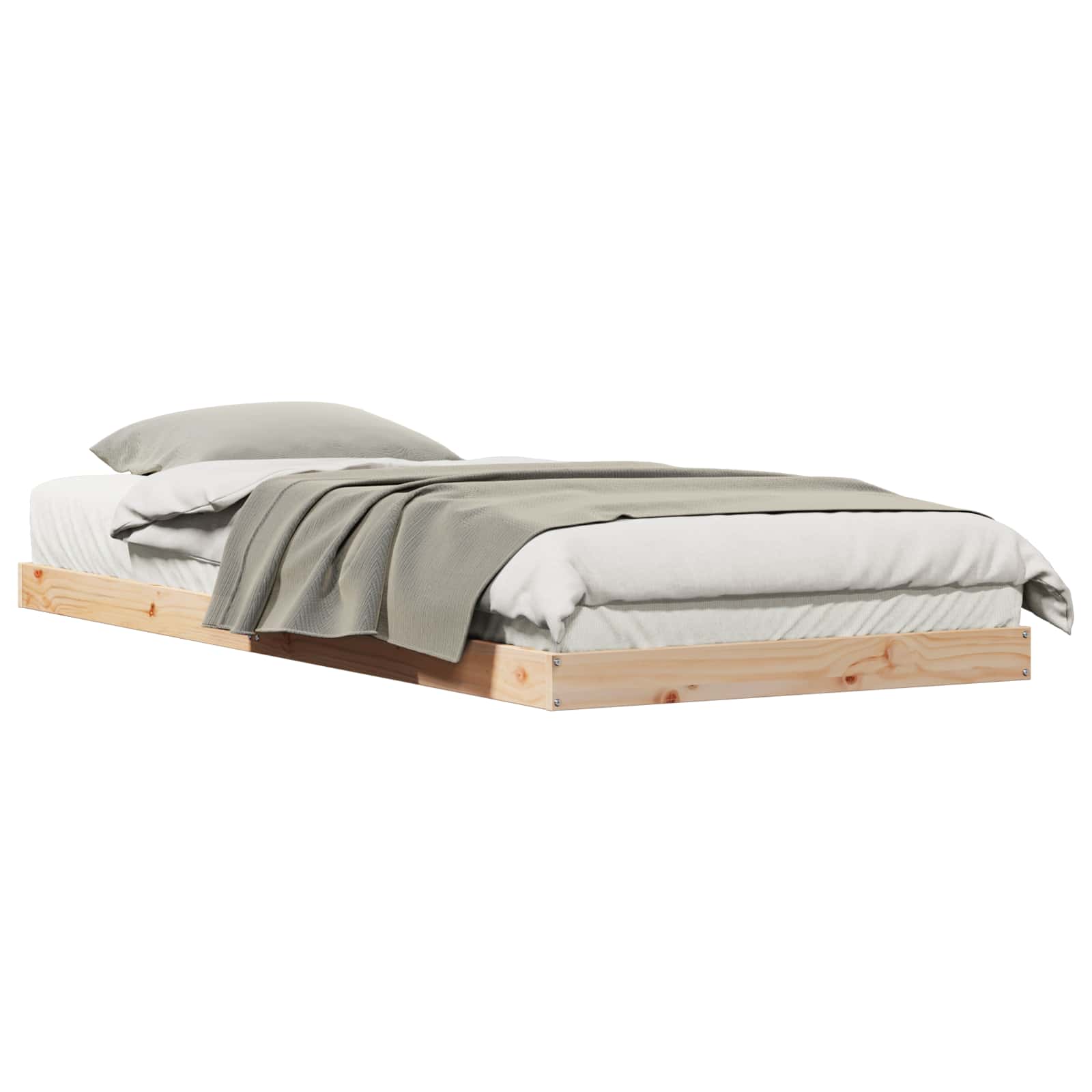 Bodenbettgestell Natur 100 x 220 cm Massives Kiefernholz