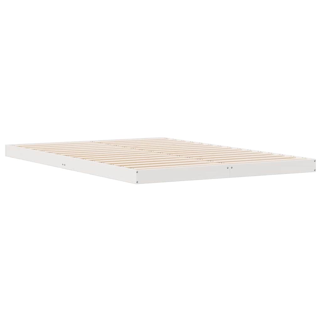 Bodenbettgestell Weiß 140 x 220 cm Massives Kiefernholz