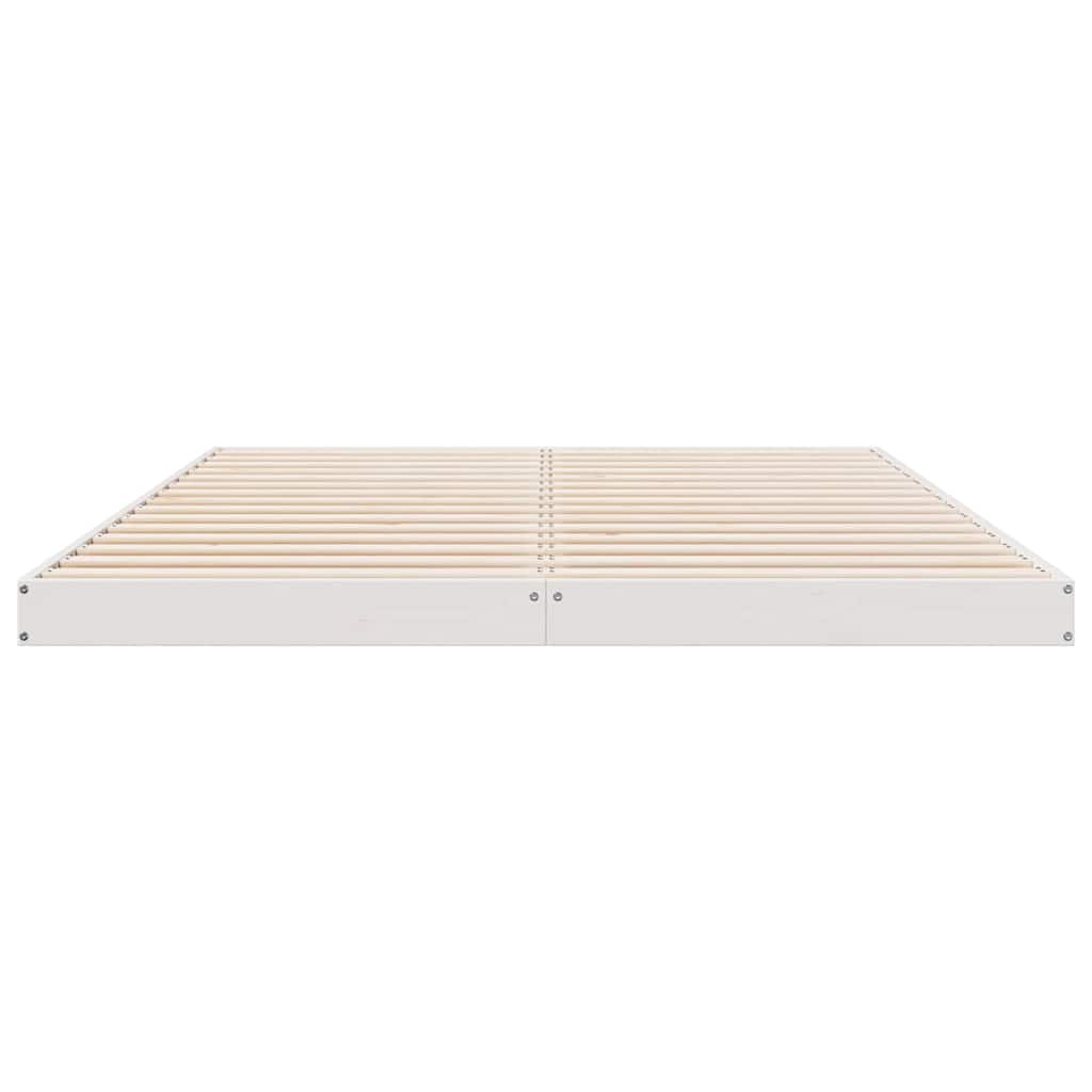 Bodenbettgestell Weiß 140 x 220 cm Massives Kiefernholz