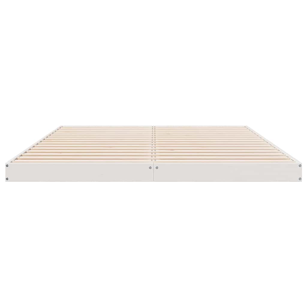 Bodenbettgestell Weiß 160 x 220 cm Massives Kiefernholz