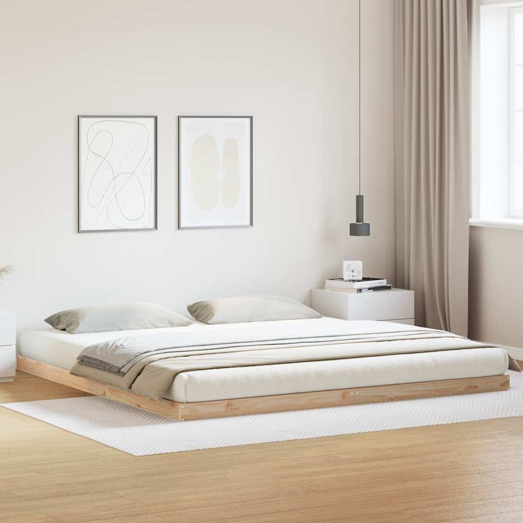 Bodenbettgestell Natur 180 x 220 cm Massives Kiefernholz