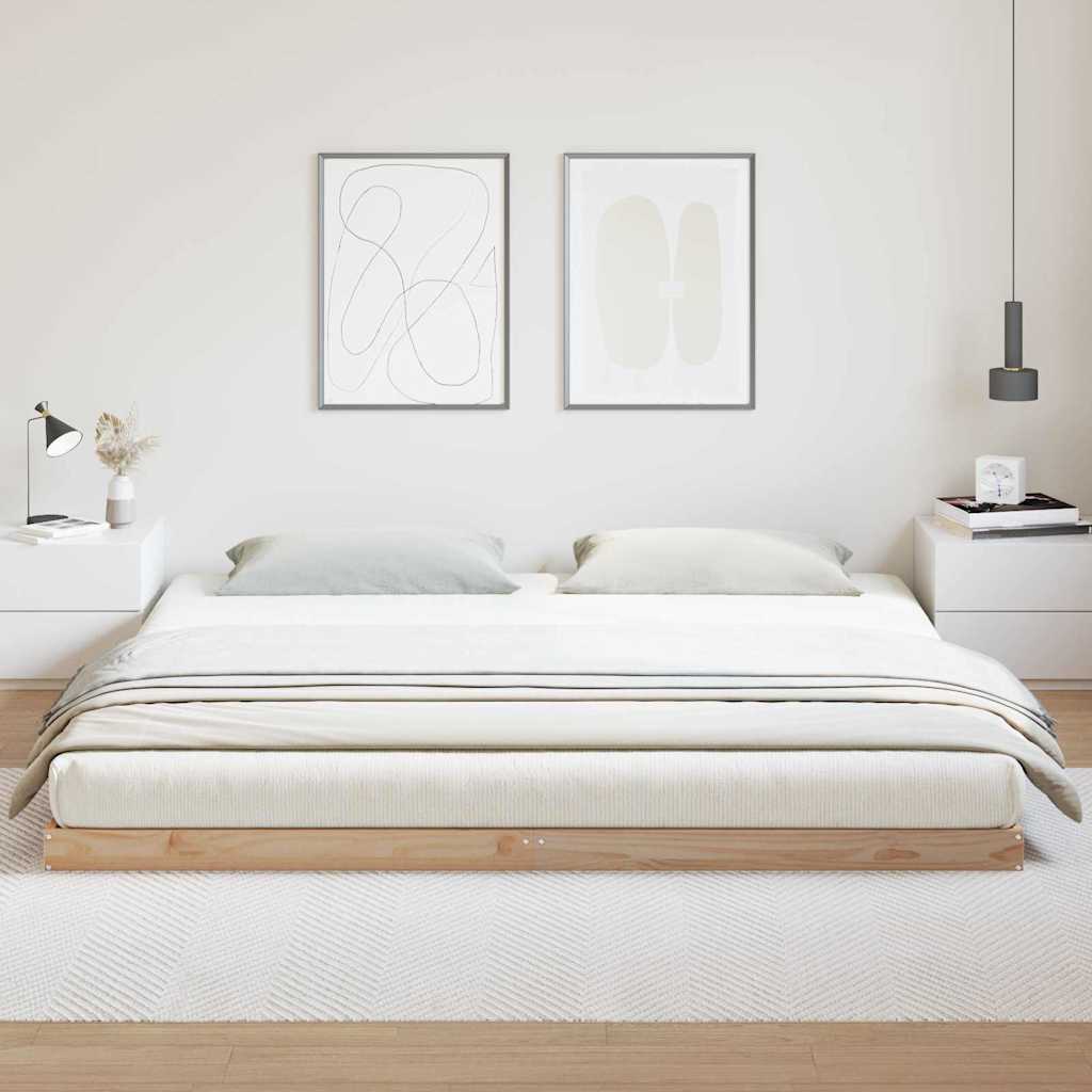Bodenbettgestell Natur 180 x 220 cm Massives Kiefernholz