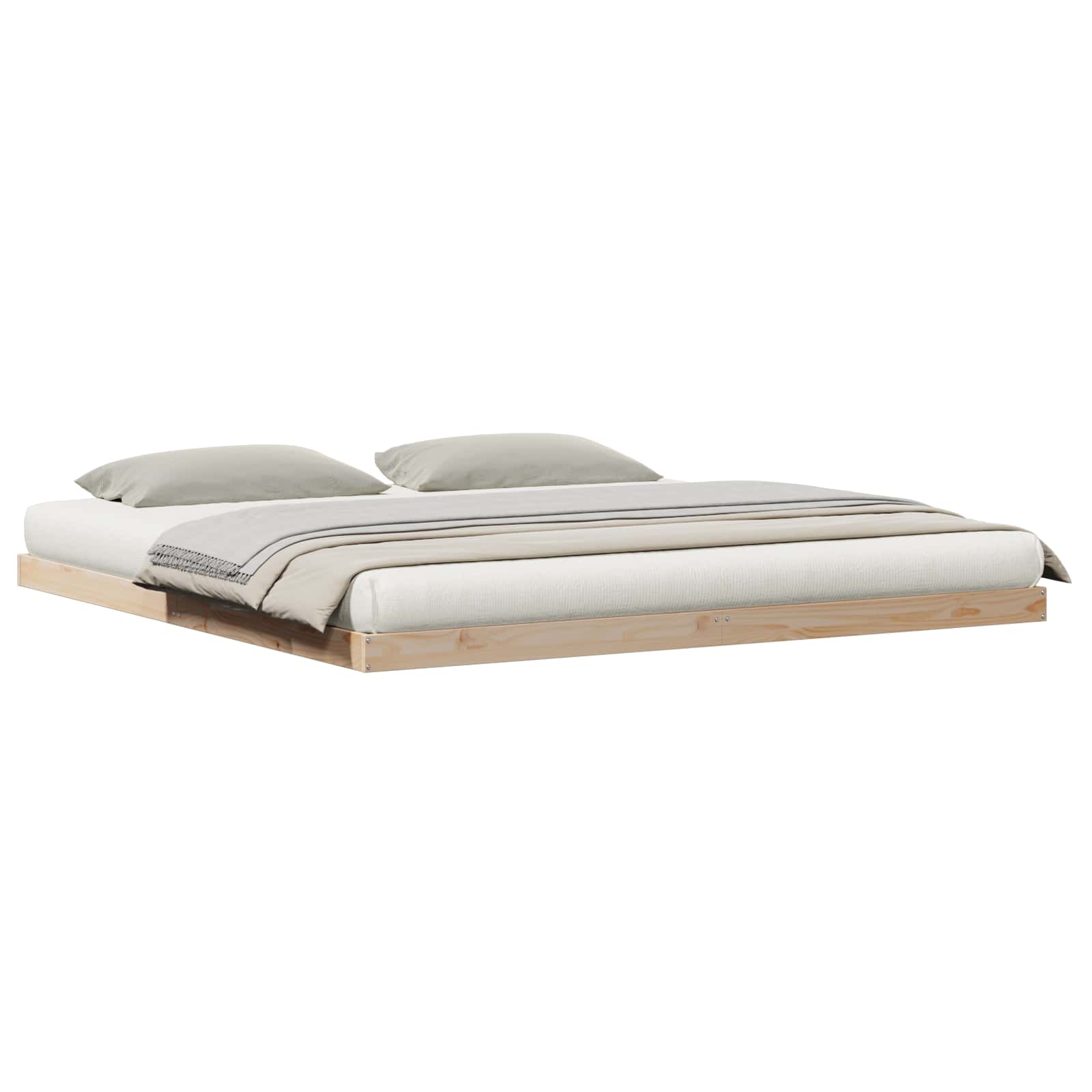 Bodenbettgestell Natur 180 x 220 cm Massives Kiefernholz