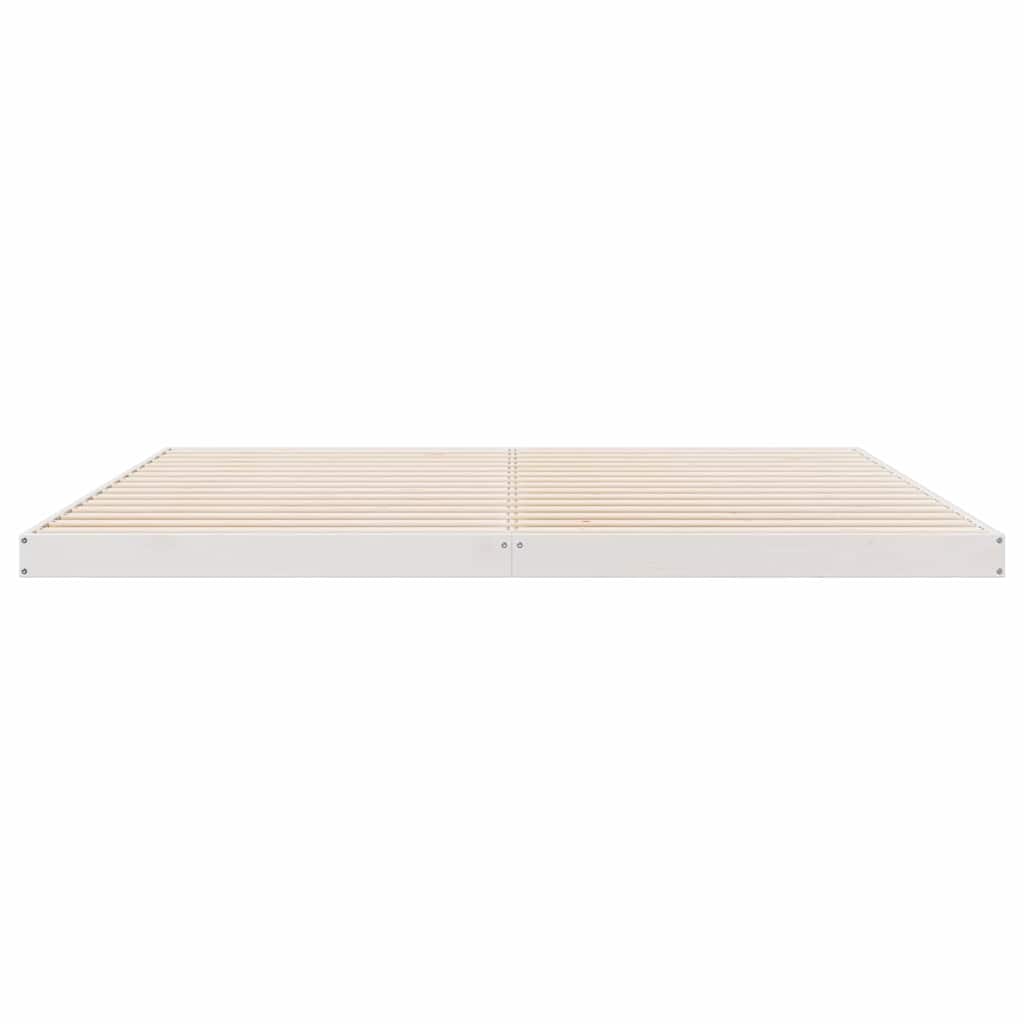 Bodenbettgestell Weiß 180 x 220 cm Massives Kiefernholz