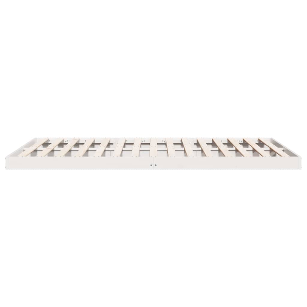 Bodenbettgestell Weiß 200 x 220 cm Massives Kiefernholz