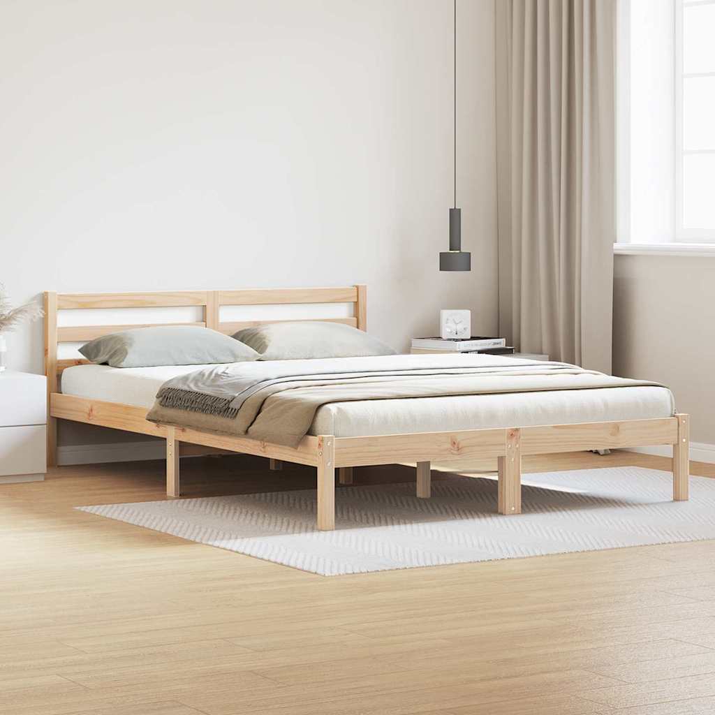Bettrahmen Braun 215,5 x 145,5 x 69,5 cm Massivholz Kiefer