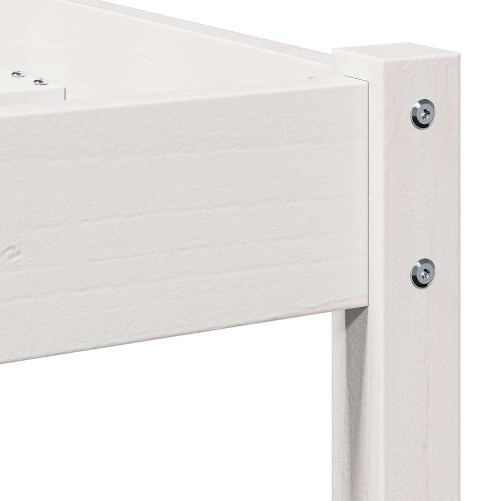 Bettgestell mit Kopfteil Weiß 220 x 160 cm Massivholz Kiefer