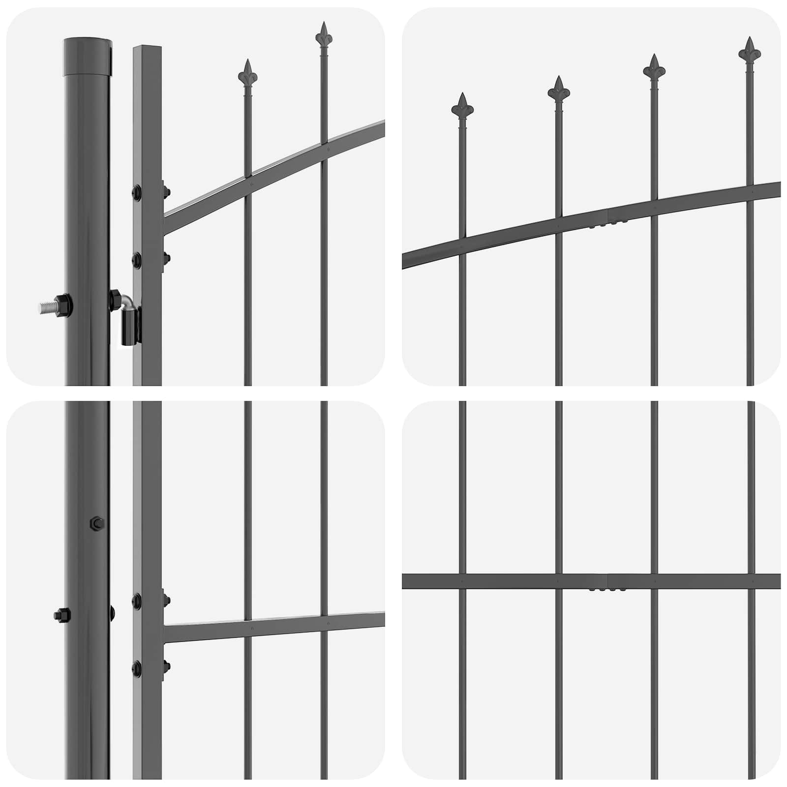 Gartentor WOERDEN 150 x 500 cm Stahl Grau Abschließbar