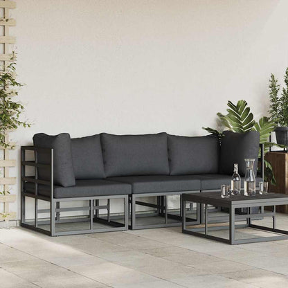 Gartenmöbel mit Kissen 3 Stück Schwarz und Anthrazit Metall