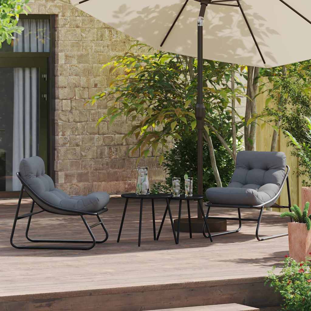 gartenmöbel 2 stk. Schwarz Pulverbeschichteter Stahl