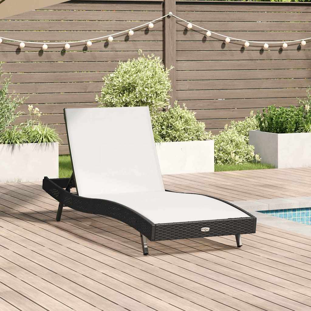 Sonnenliege Schwarz und Weiß 197 x 70 x 82 cm Poly-Rattan