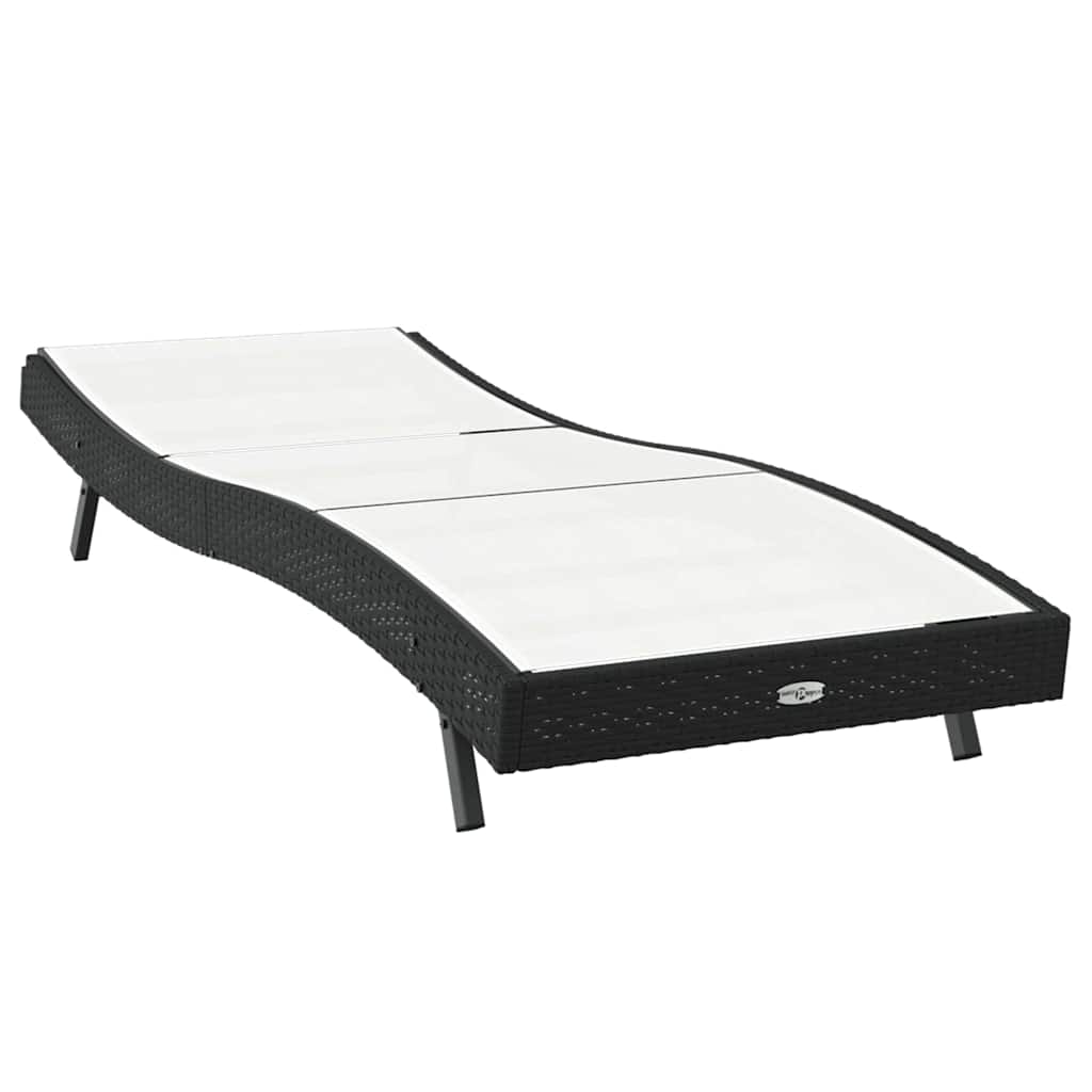 Sonnenliege Schwarz und Weiß 197 x 70 x 82 cm Poly-Rattan
