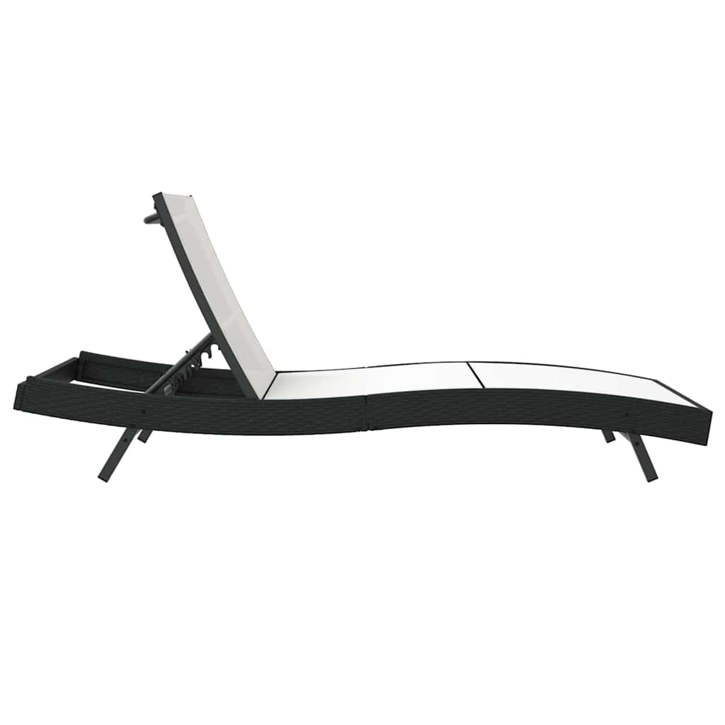 Sonnenliege Schwarz und Weiß 197 x 70 x 82 cm Poly-Rattan