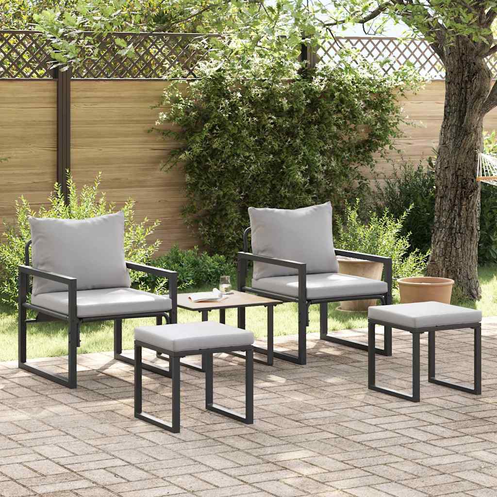 gartenmöbel 4 stk. 2-Sitzanzahl Hellgrau Polyester