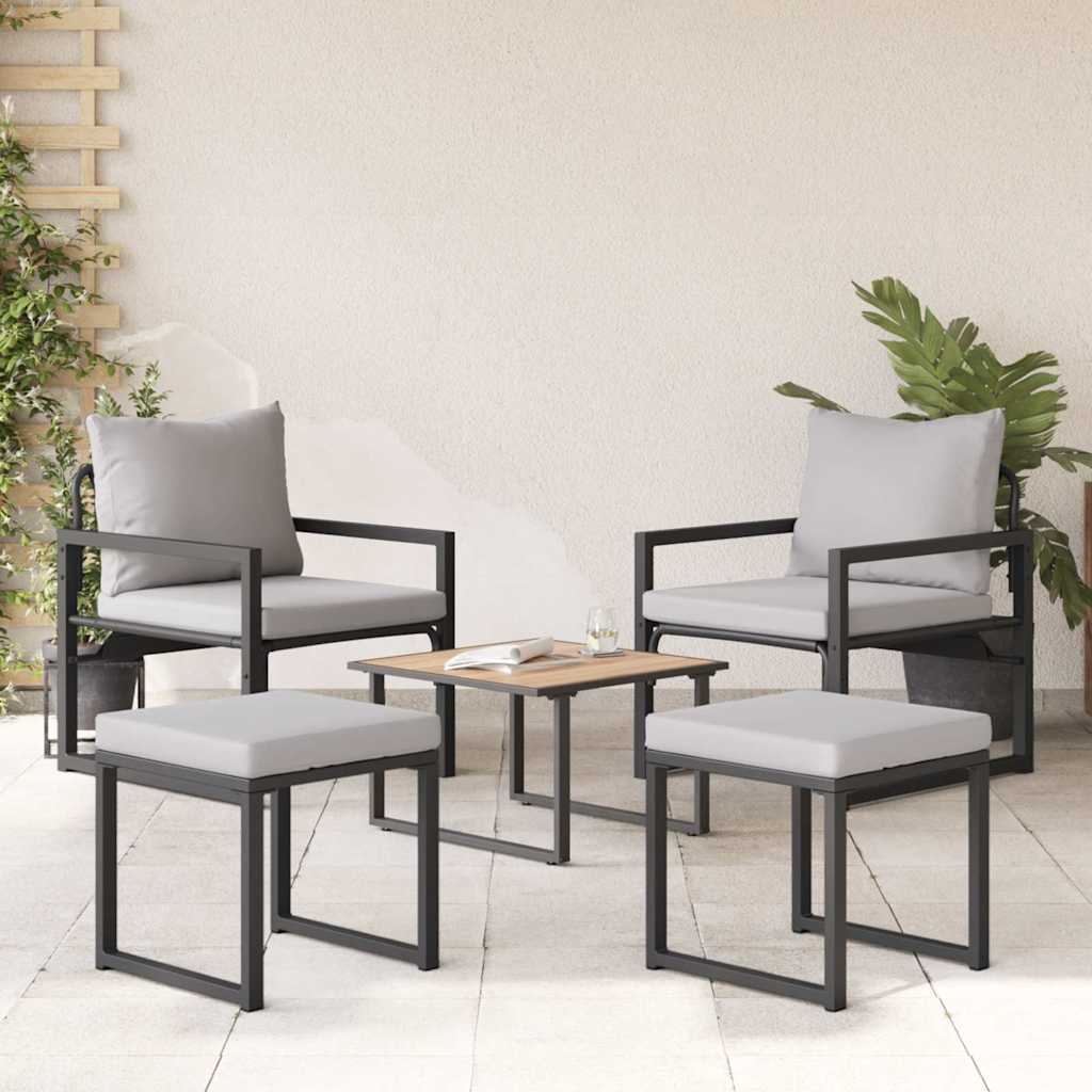 gartenmöbel 4 stk. 2-Sitzanzahl Hellgrau Polyester