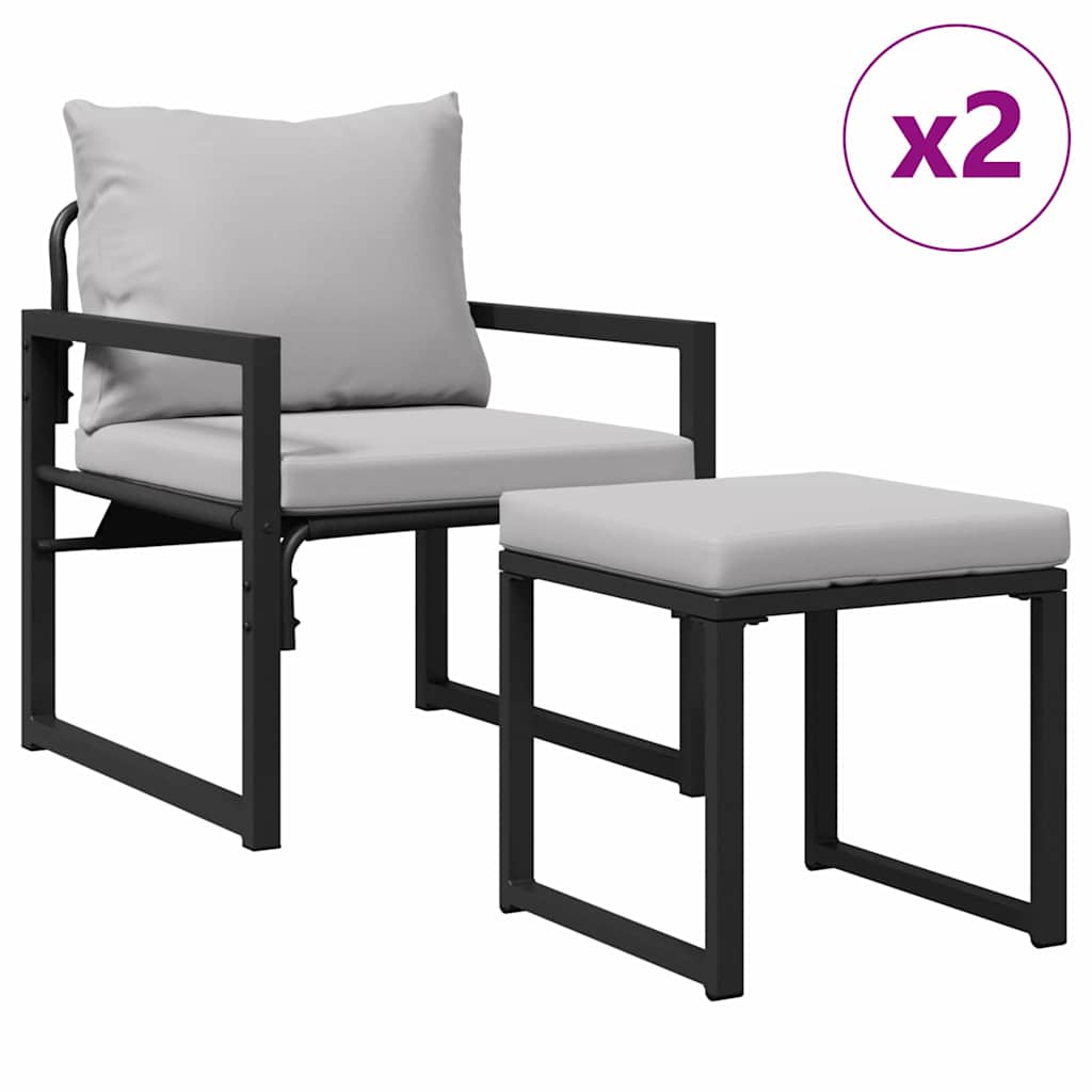 gartenmöbel 4 stk. 2-Sitzanzahl Hellgrau Polyester
