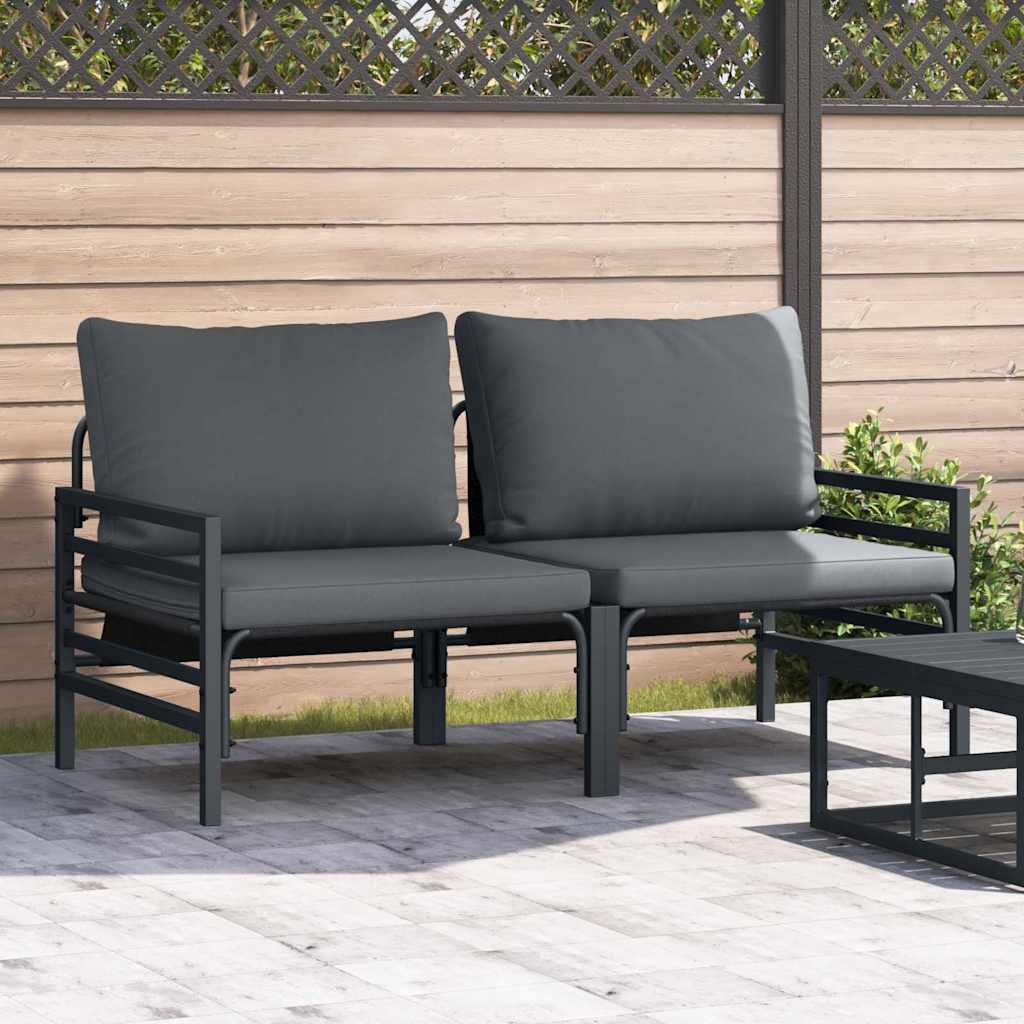 Gartenmöbel mit Kissen 2 Stück Anthrazit 80 x 80 x 71 cm Stahl