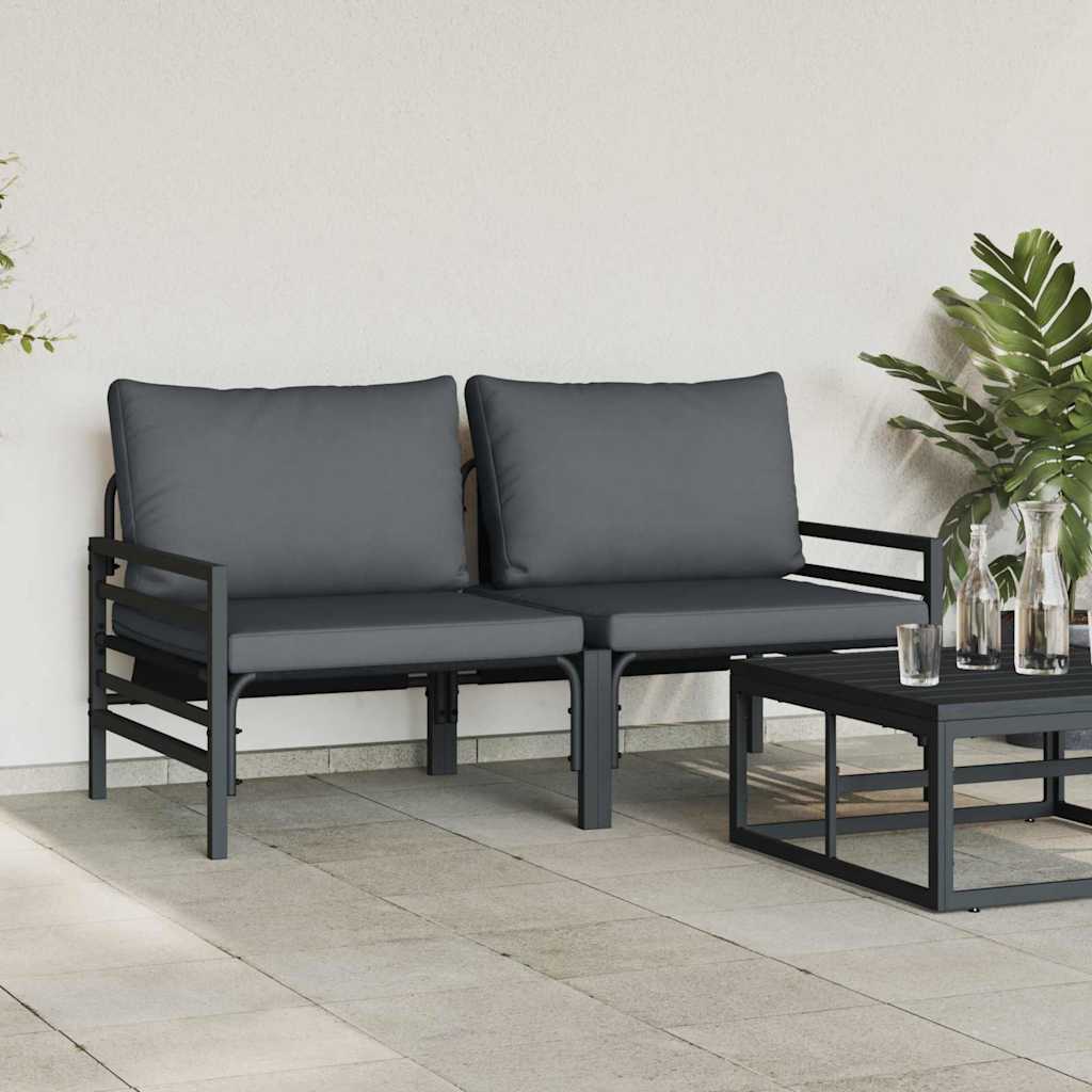 Gartenmöbel mit Kissen 2 Stück Anthrazit 80 x 80 x 71 cm Stahl