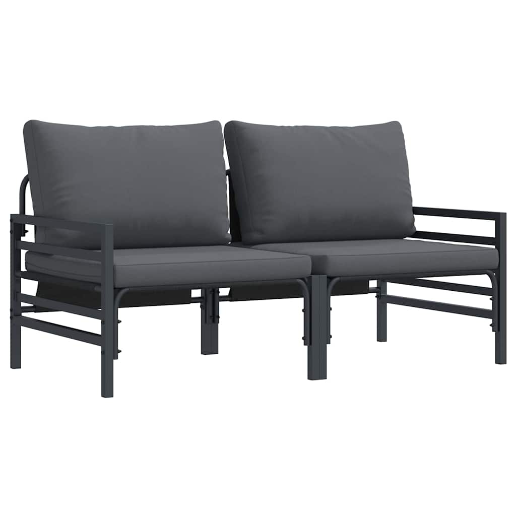 Gartenmöbel mit Kissen 2 Stück Anthrazit 80 x 80 x 71 cm Stahl