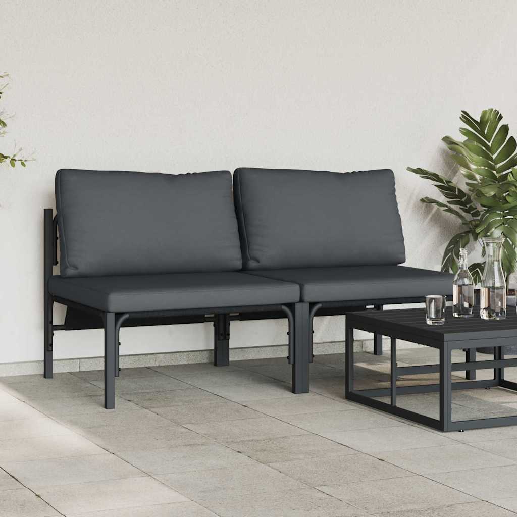 Gartenmöbel mit Kissen 2 Stück Anthrazit 80 x 80 x 71 cm Stahl