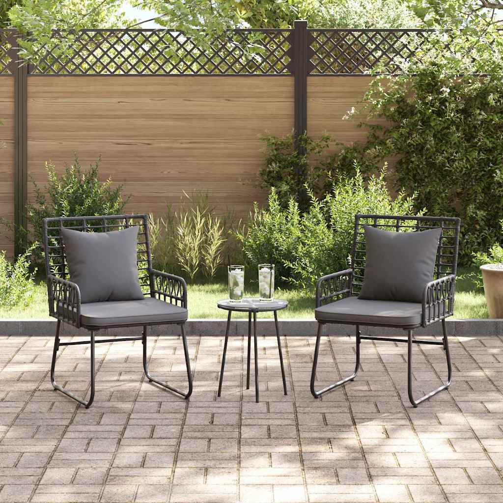 Garten Essgruppe 3 Stk. Schwarz und Anthrazit Poly-Rattan