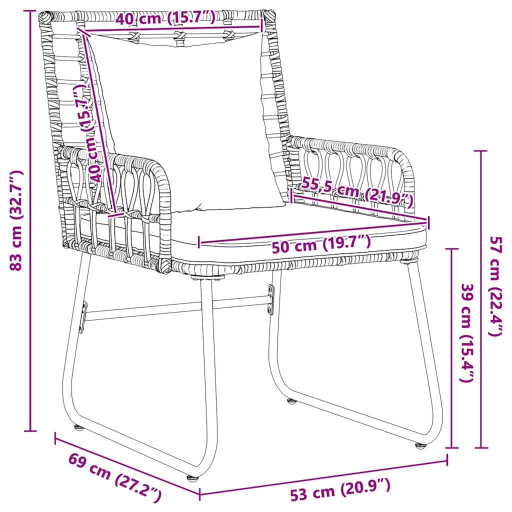Garten Essgruppe 3 Stk. Schwarz und Anthrazit Poly-Rattan