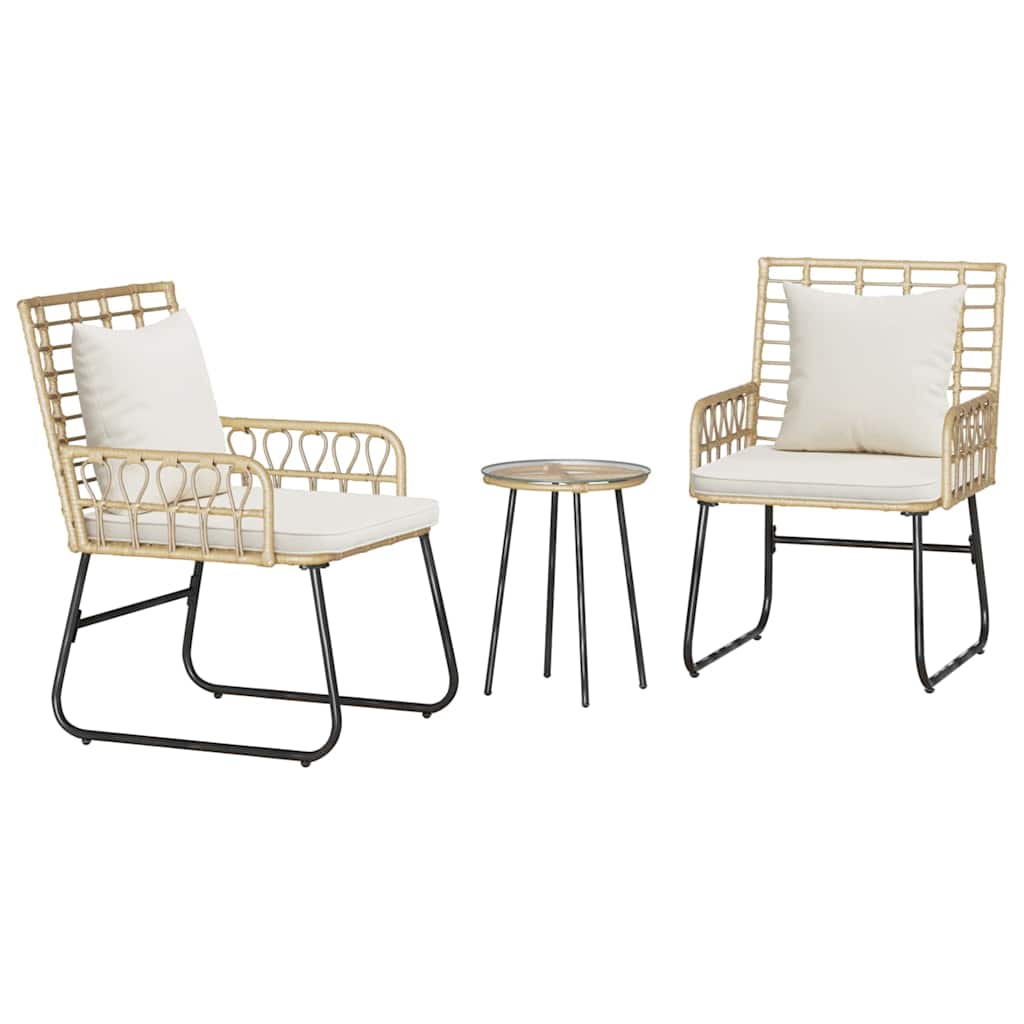 Garten Essgruppe 3 Stk. Braun und Creme Poly-Rattan