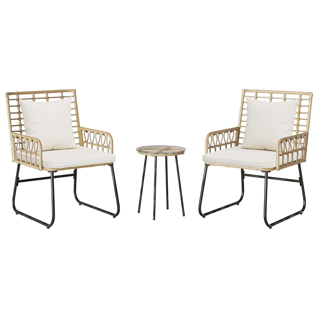 Garten Essgruppe 3 Stk. Braun und Creme Poly-Rattan