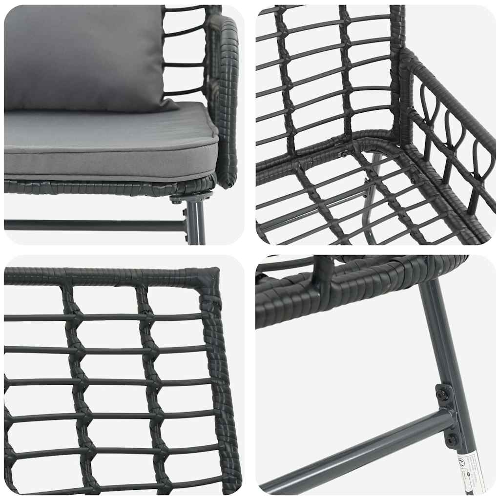Gartenbank Schwarz und Anthrazit Poly-Rattan