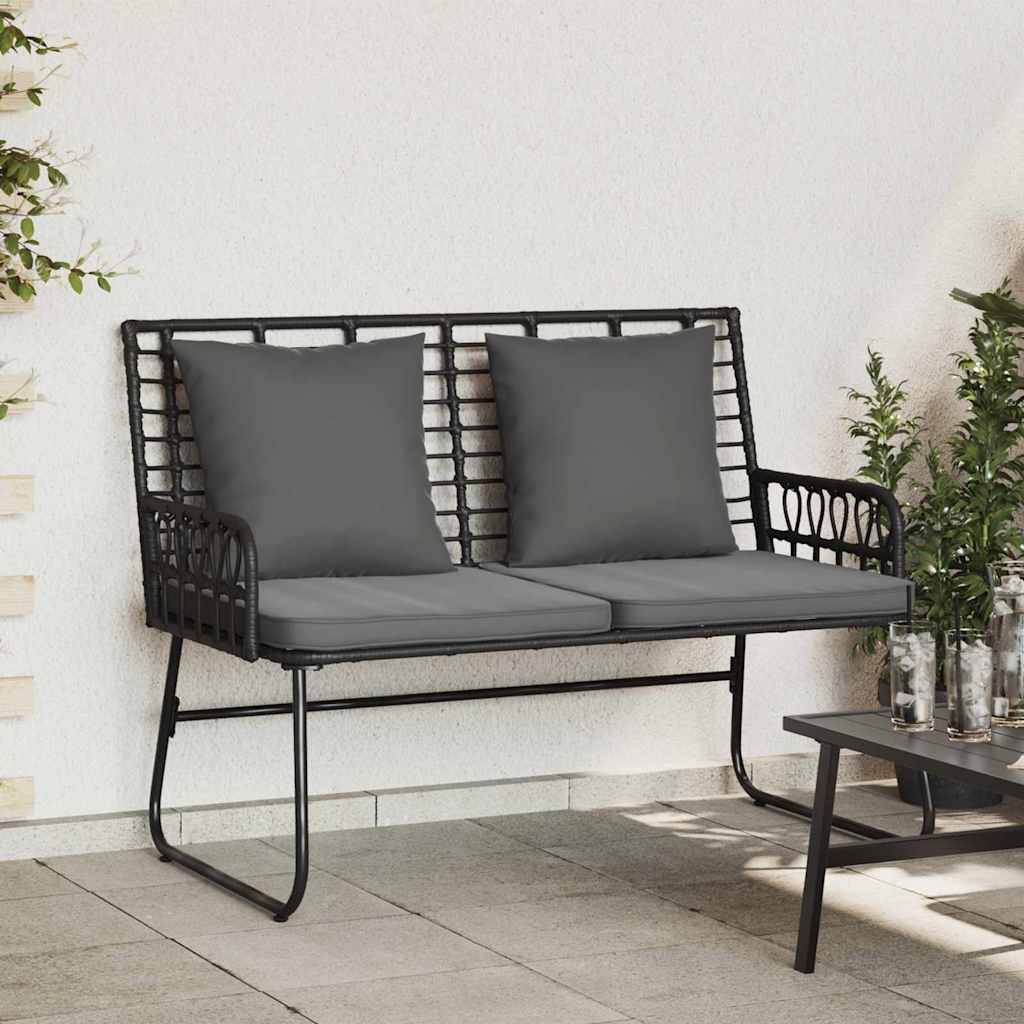 Gartenbank Schwarz und Anthrazit Poly-Rattan
