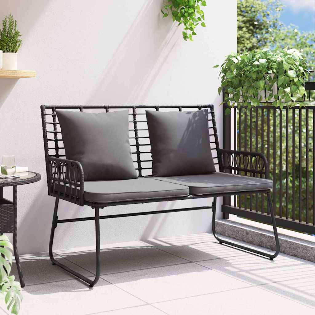 Gartenbank Schwarz und Anthrazit Poly-Rattan