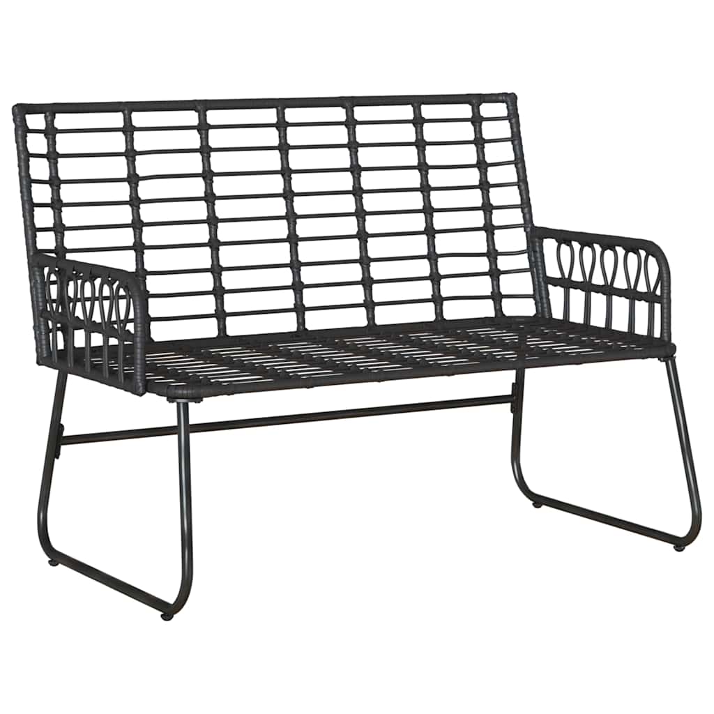 Gartenbank Schwarz und Anthrazit Poly-Rattan