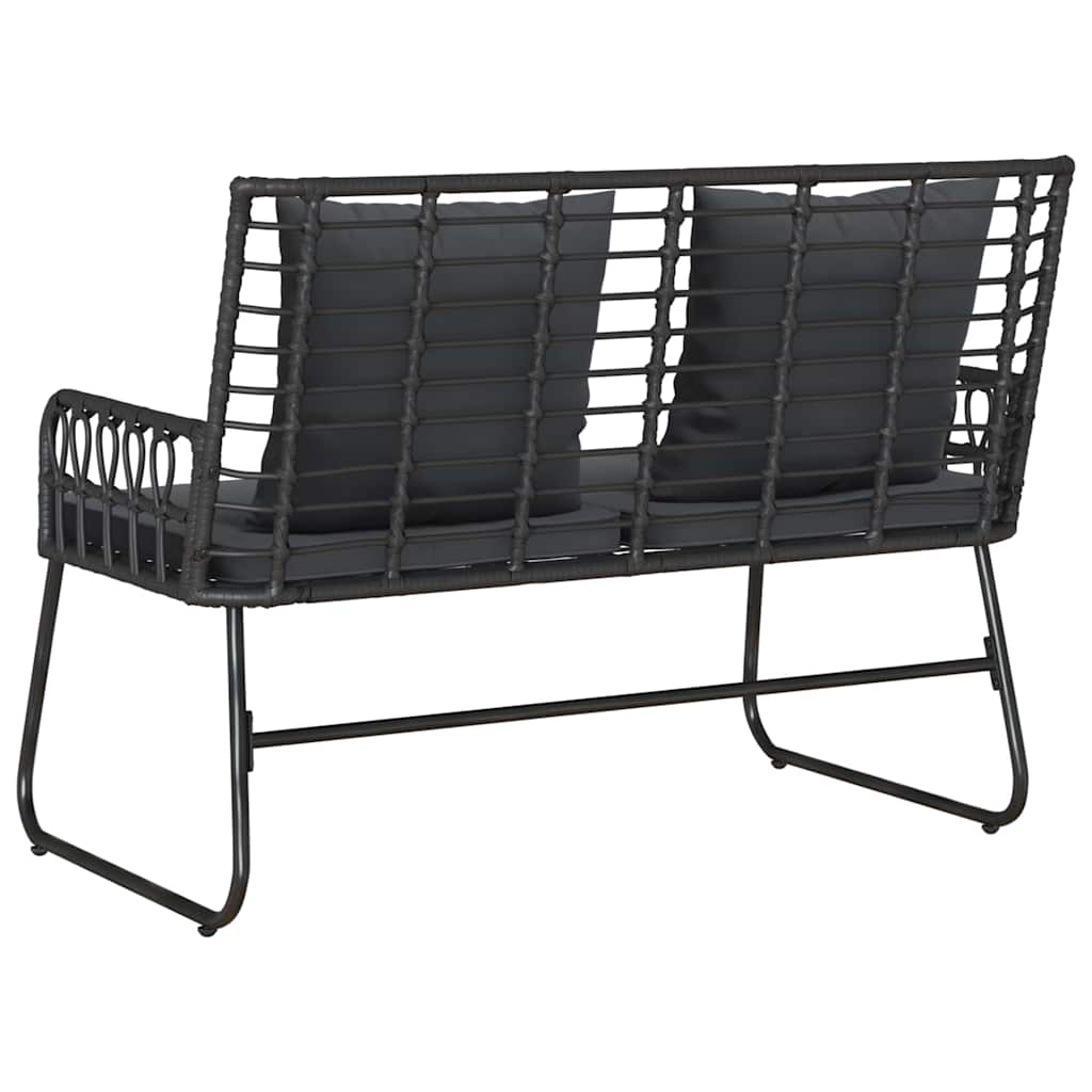 Gartenbank Schwarz und Anthrazit Poly-Rattan