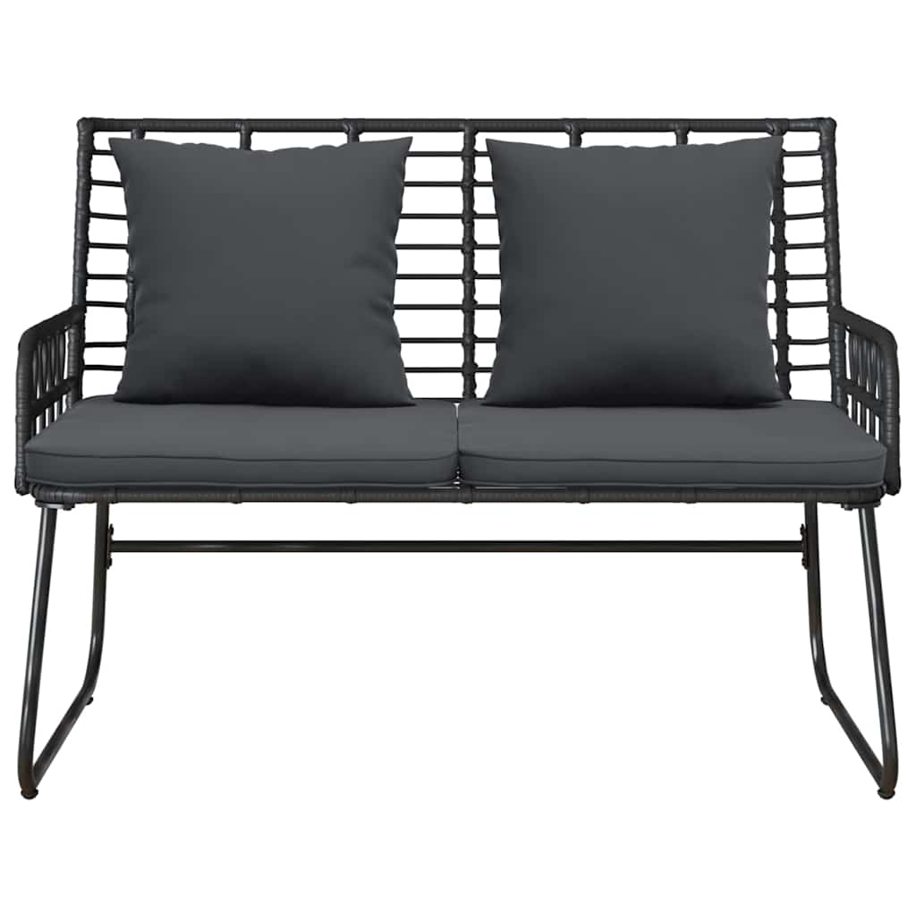 Gartenbank Schwarz und Anthrazit Poly-Rattan