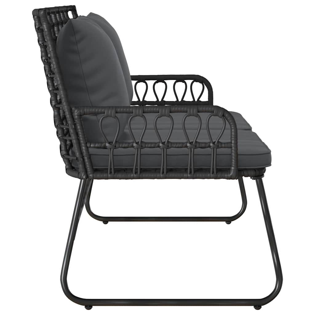 Gartenbank Schwarz und Anthrazit Poly-Rattan