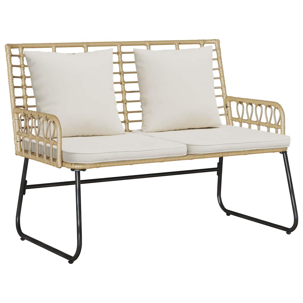 Gartenbank Braun und Creme Poly-Rattan