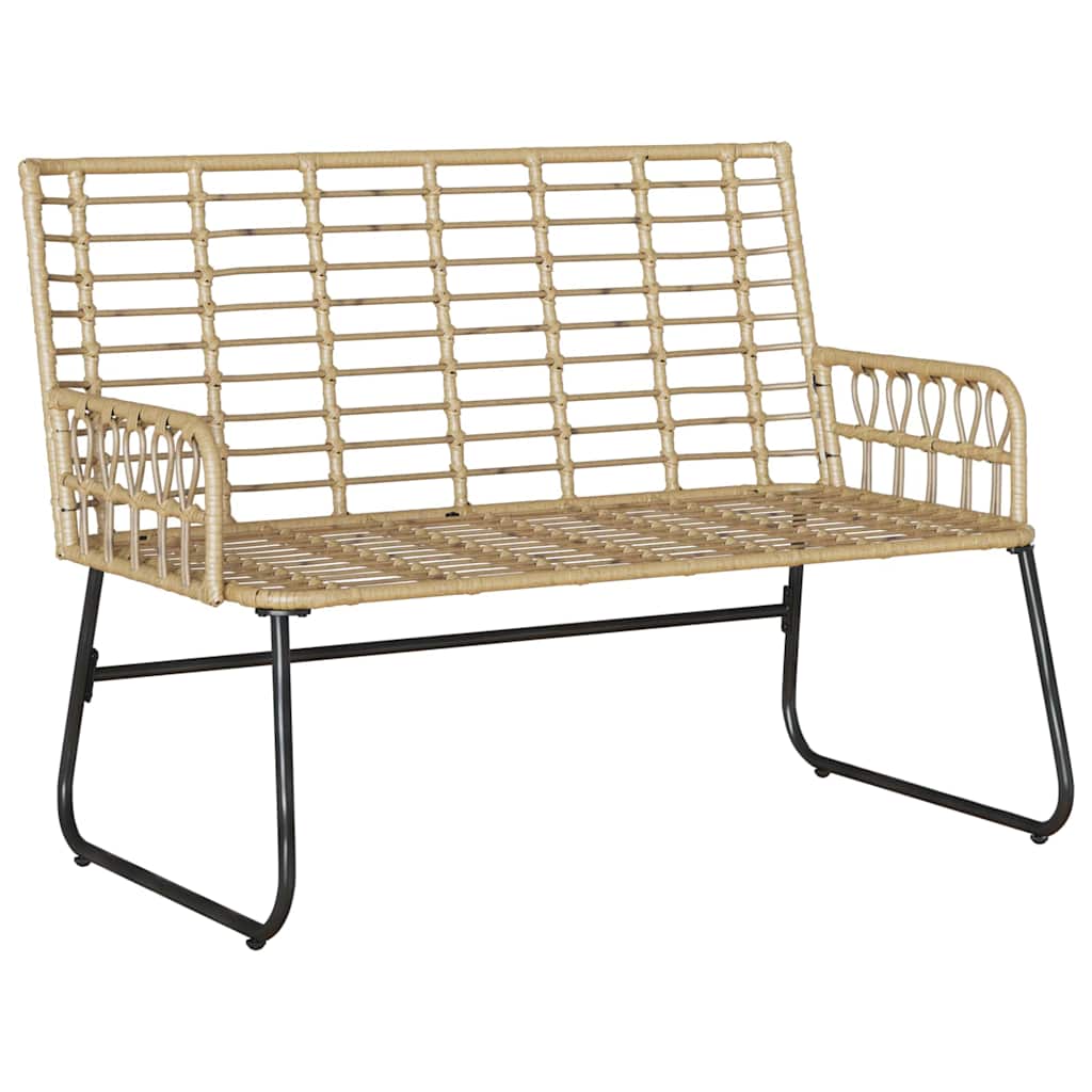 Gartenbank Braun und Creme Poly-Rattan