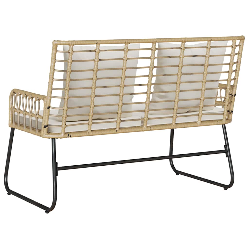Gartenbank Braun und Creme Poly-Rattan