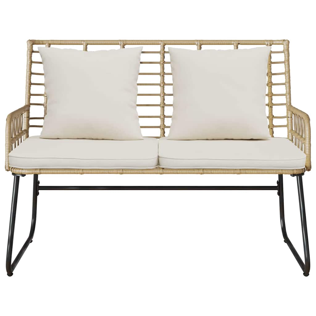 Gartenbank Braun und Creme Poly-Rattan
