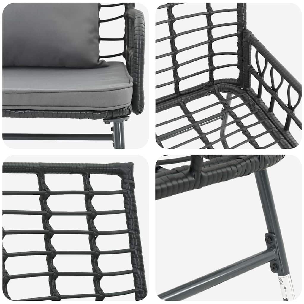 Garten Essgruppe 3 Stk. Schwarz und Anthrazit Poly-Rattan