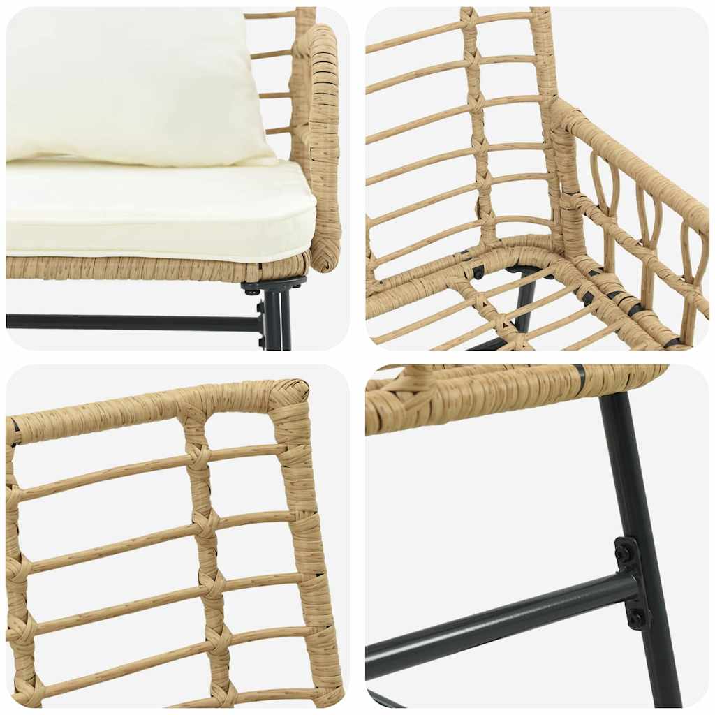 Garten Essgruppe 3 Stk. Braun und Creme Poly-Rattan