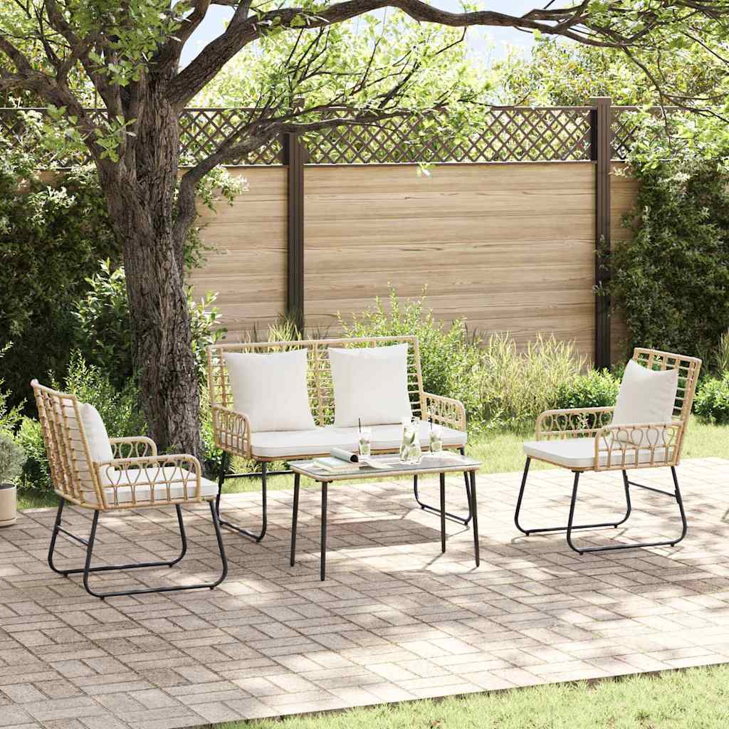 Garten Essgruppe 3 Stk. Braun und Creme Poly-Rattan